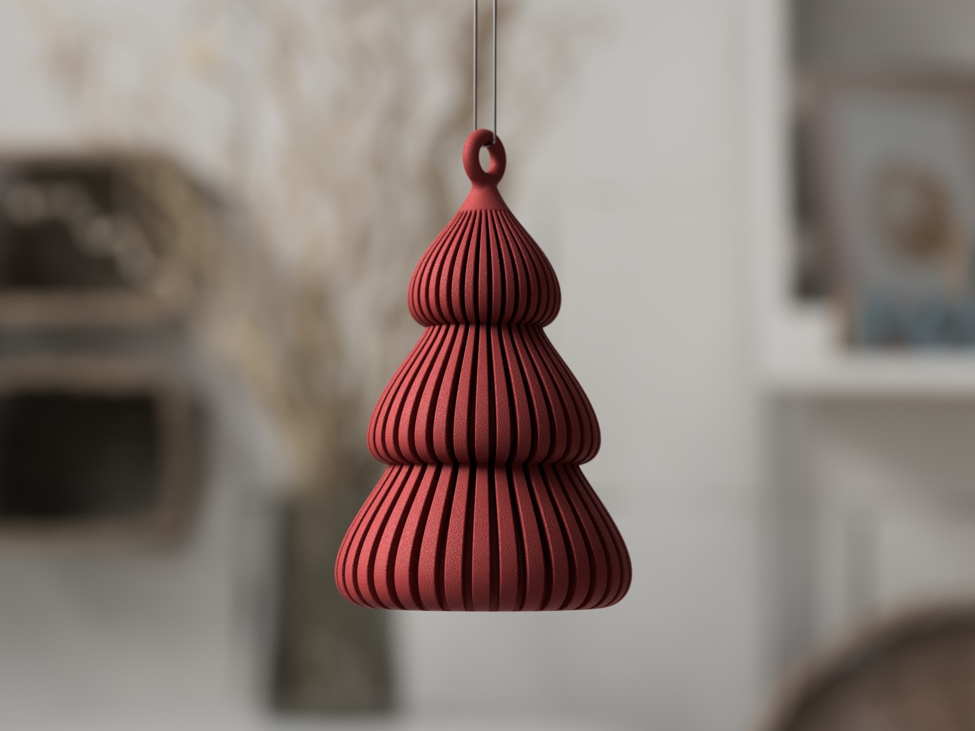Ribbed tree-shaped Christmas ornament