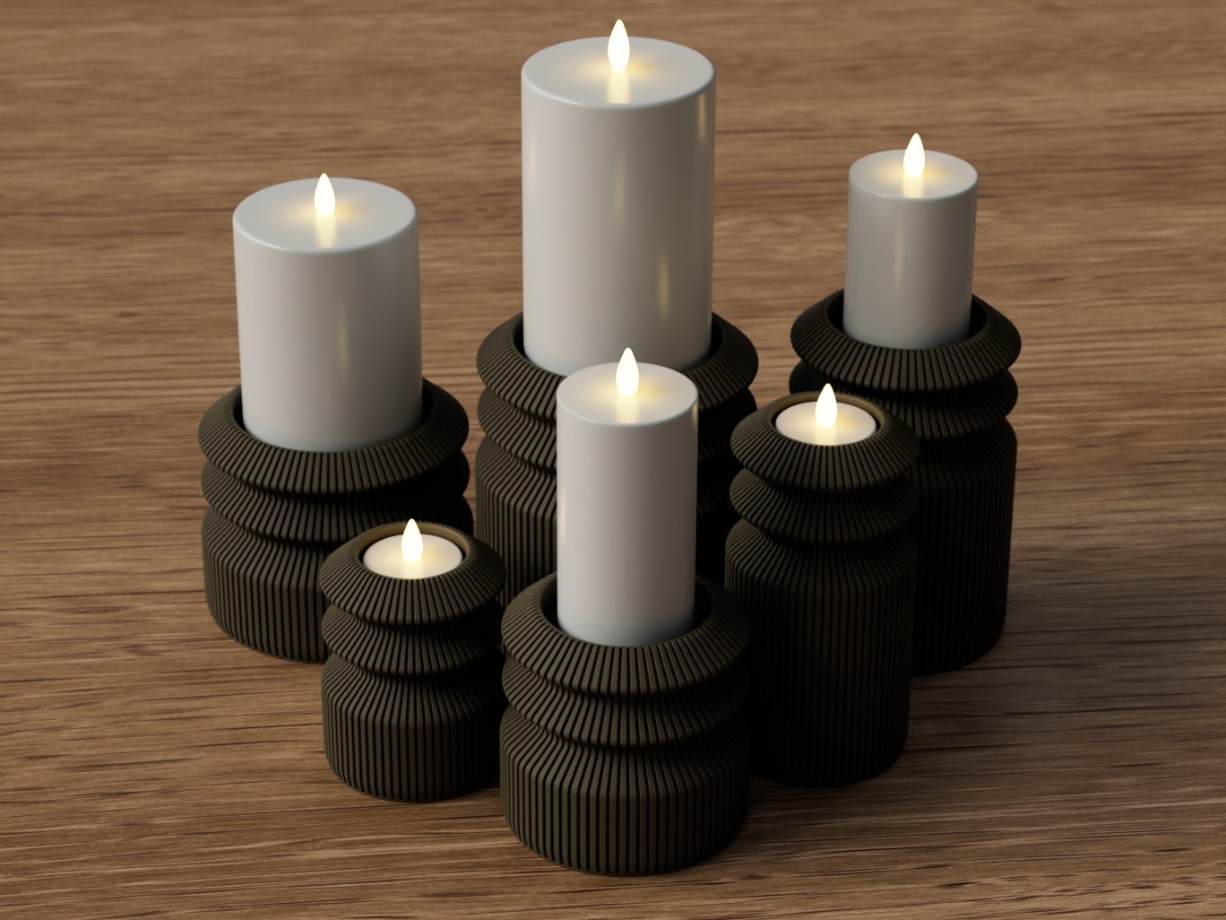 Shiro ribbed candle holder for LED candles