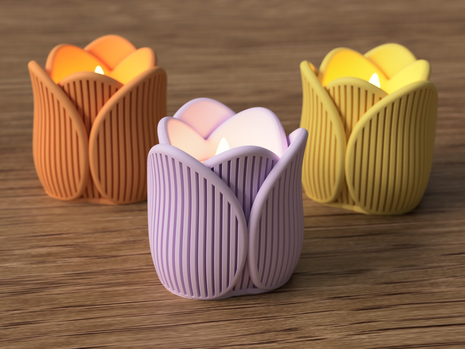 Tulip tealight holder for LED tealights