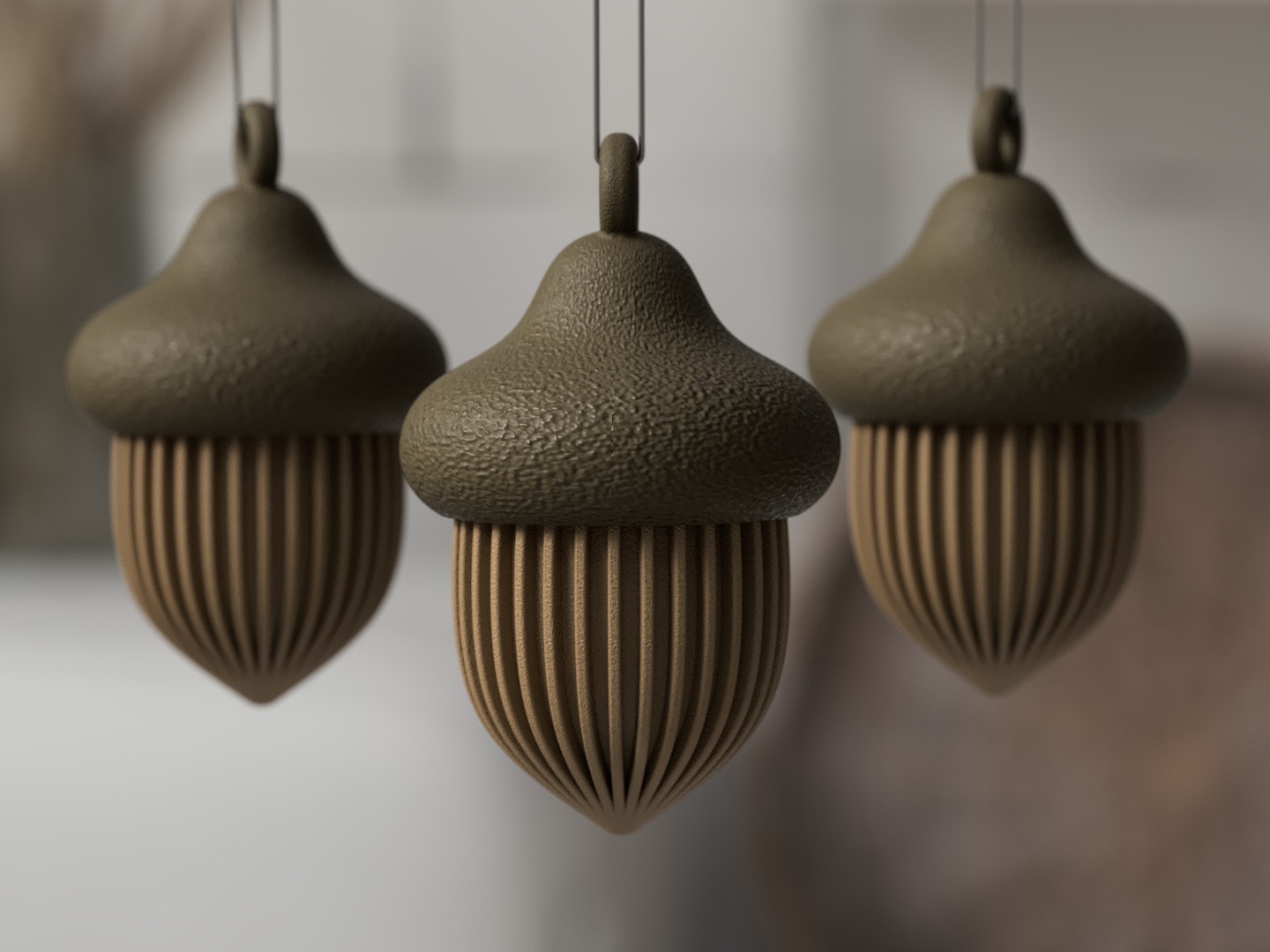 Acorn ornament, hanging or tabletop autumn decoration